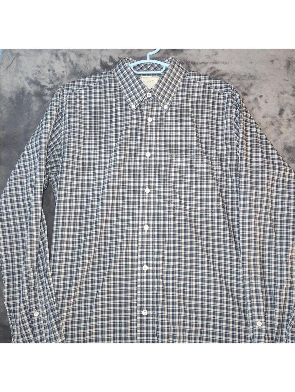 Billy Reid Mens Shirt Medium Gingham Check Standard Cut Long Sleeve Button Down